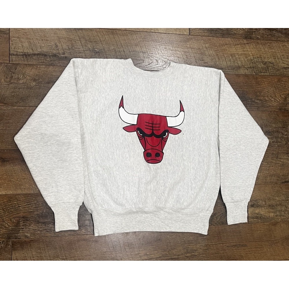 Vintage 80s 90s Chicago Bulls Reversible Crewneck Sweatshirt Grey XL‎ Gribble